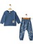 Indigo Altı Baskılı Aslan Armalı Erkek Bebek Takım 1
