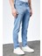 Erkek Ricardo Buz Mavi Taşlamalı Regular Fit Likralı Jean Kot Pantolon 4