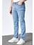 Erkek Ricardo Buz Mavi Taşlamalı Regular Fit Likralı Jean Kot Pantolon 5