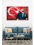 Bayrak Atatürk ve Sözü Yatay Cam Tablo, Modern Ev Ofis Dekoru, Hediyelik Duvar Dekorasyonu, Kırılmaz 3