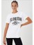 Kadın %100 Pamuk Beyaz Florida Baskılı T-Shirt 2731 1