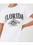 Kadın %100 Pamuk Beyaz Florida Baskılı T-Shirt 2731 6