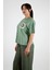 Örgü Nakış Detaylı Sıfır Yaka Tişört - Çağla Yeşili 3
