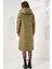 5120 Kapşonlu Uzun Şişme Mont - Haki 7
