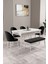 Milas Beyaz Mermer 80X132 Açılabilir Mdf Masa Yemek Odası Takımı, Mutfak Takımı 4 Sandalye, 1 Bench 1