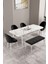 Milas Beyaz Mermer 80X132 Açılabilir Mdf Masa Yemek Odası Takımı, Mutfak Takımı 4 Sandalye, 1 Bench 2
