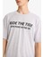 Boxy Fit Bisiklet Yaka Sırt Baskılı Kısa Kollu Tişört F4541AX25HS 5