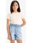 Kız Çocuk Slim Fit Dar Kesim Bisiklet Yaka Ribana Basic Düz Kısa Kollu Tişört B3054A825SM 4