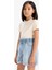 Kız Çocuk Slim Fit Dar Kesim Bisiklet Yaka Ribana Basic Düz Kısa Kollu Tişört B3054A825SM 6
