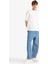%100 Pamuk Tapered Wide Leg Fit Geniş Paça Jean Yıkamalı Pantolon F8397AX25AU 2