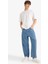 %100 Pamuk Tapered Wide Leg Fit Geniş Paça Jean Yıkamalı Pantolon F8397AX25AU 4