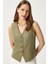 Kadın Style Açık Haki Astarlı Dokuma Yelek 1