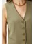 Kadın Style Açık Haki Astarlı Dokuma Yelek 3