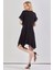 Asimetrik Kesim Biyeli V Yaka Elbise Siyah 4