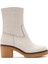 Kadın Krem Fermuarlı Kısa Topuklu Deri Bot 25WFD1513FT 1