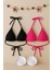 - Kadın Siyah ve Fuşya Minimal Kesim Üçgen Bikini Üstü 5