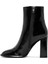 Kadın Siyah Fermuarlı Yüksek Kalın Topuklu Rugan Deri Bot 25WFD131116 4