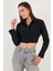 Fitted Fit Pamuklu Korse Detaylı Uzun Kollu Crop Gömlek Bayan Gömlek 611GO00376 4