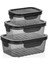 3'lü Vakumlu Sızdırmaz Saklama Kabı Seti, 500ML-1700ML, Gri Renk 2