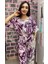 Ikili Yazlık Desenli Mor Viskon Takım 2