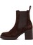 Kadın Kahverengi Topuklu Süet Deri Chelsea Bot 25WFD153710 4