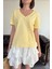 V Yaka Premium Tshirt- Sarı 4