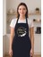 Kişiye Özel Altın Papatya Tasarımlı Siyah Mutfak Önlüğü 1