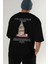 Galata Tower Istanbul Arka Baskılı Oversize T-Shirt Erkek Kadın Pamuk Bisiklet Yaka Tişort 7