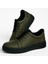 GR0159 Hakiki Deri Bilek Streçli Petrol Yeşili Üst Kalite Sneaker Erkek Ayakkabı 8