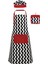 Şık Uzun Mutfak Önlüğü, Leke ve Su Tutmaz Zigzag Desenli Set 1