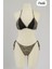 Kadın Siyah ve Leopar Detaylı Yandan Bağlamalı Bikini Takımı 1
