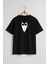 Oversize Papyon Smokin ve Çiçek Göğüs Tasarımlı Unisex T-Shirt 1