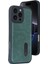 iPhone 16 Pro Kılıf Sara Kartvizitli Deri Kılıf - Koyu Yeşil - NX8091-8106 3