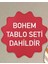 Şık Kahverengi Dekoratif Duvar Rafı ve 3'lü Uv Baskılı Bohem Tablo Seti 3