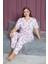 Yaprak Desenli Büyük Beden V Yaka Pijama Takımı 1