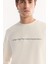 Erkek Ekru Bisiklet Yaka Pamuklu Bi-Stretch Baskılı Regular Fit Sweatshirt A52Y1210 2