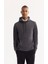 Erkek Antrasit Kapüşonlu Pamuklu Bi-Stretch Regular Fit Sweatshirt A52Y1201 1