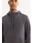Erkek Antrasit Kapüşonlu Pamuklu Bi-Stretch Regular Fit Sweatshirt A52Y1201 2