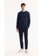 Erkek Lacivert Bisiklet Yaka Pamuklu Bi-Stretch Baskılı Regular Fit Sweatshirt A52Y1210 6