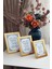 3 Lü Set! 10X15, 13X18 cm ve 15X21 cm Fotoğraf Çerçevesi!pvc Camlı Dekoratif Çerçeve! Gold Renk! 1