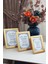 3 Lü Set! 10X15, 13X18 cm ve 15X21 cm Fotoğraf Çerçevesi!pvc Camlı Dekoratif Çerçeve! Gold Renk! 3