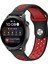 Watch 22MM Spor Delikli Kordon - Siyah-Kırmızı - NX9782-7696 1