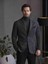 Koyu Gri Melanj Erkek Slim Fit Mono Yaka Ceket 1