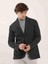 Koyu Gri Melanj Erkek Slim Fit Mono Yaka Ceket 4