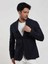 Lacivert Erkek Slim Fit Çizgili Casual Mono Yaka Ceket 3
