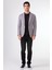 Gri Erkek Slim Fit Balıksırtı Desenli Mono Yaka Ceket 2