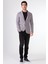 Gri Erkek Slim Fit Balıksırtı Desenli Mono Yaka Ceket 3