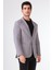Gri Erkek Slim Fit Balıksırtı Desenli Mono Yaka Ceket 5