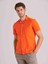 Turuncu Erkek Slim Fit Küba Yaka Kısa Kol Gömlek 1
