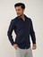 Lacivert Erkek Slim Fit Düz Klasik Yaka Uzun Kol Gömlek 2